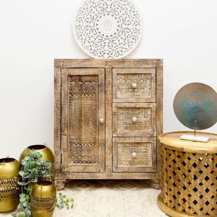Patti Wooden Carved Chest